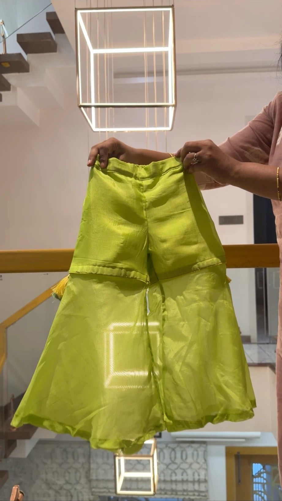 Lime green flared sharara pants